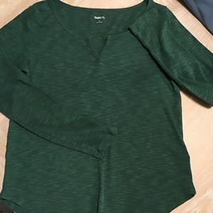 NWOT GAP Body Long Sleeve Cozy Split Neck Thermal Knit Top Shirt